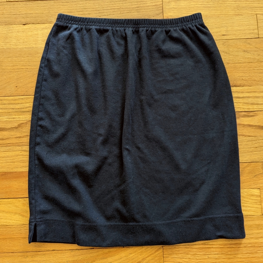 Navy Elastic Waist Straight Skirt - Size Small